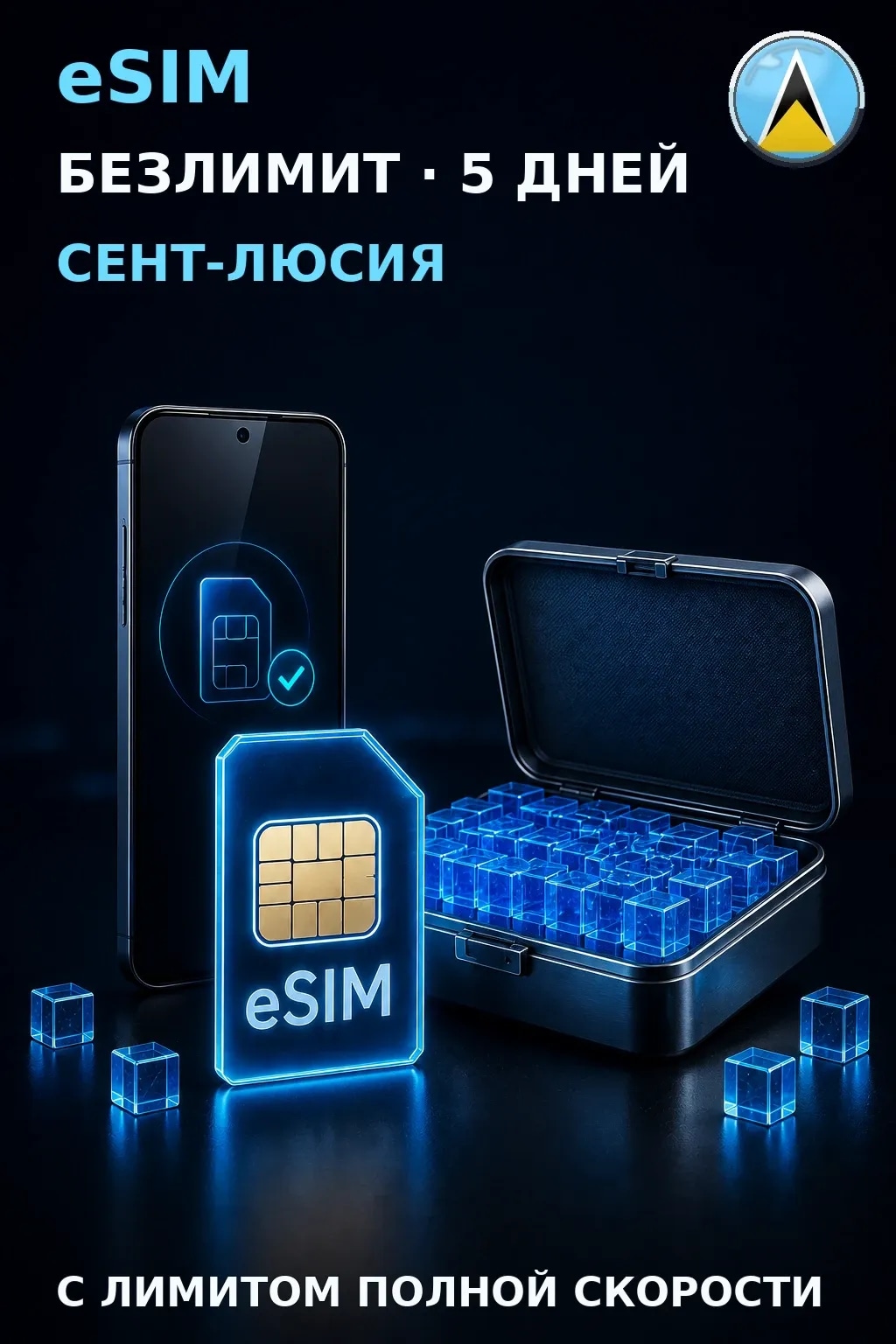 eSIM Сент-Люсия — БЕЗЛИМИТ, 5 дней — интернет