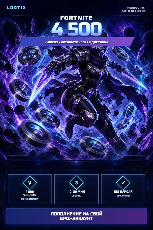 Пополнение Epic Games на 4 500 V-Bucks