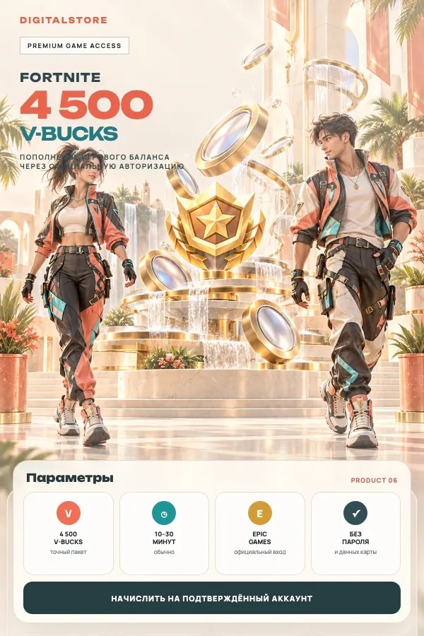 Пакет 4 500 V-Bucks на аккаунт Fortnite