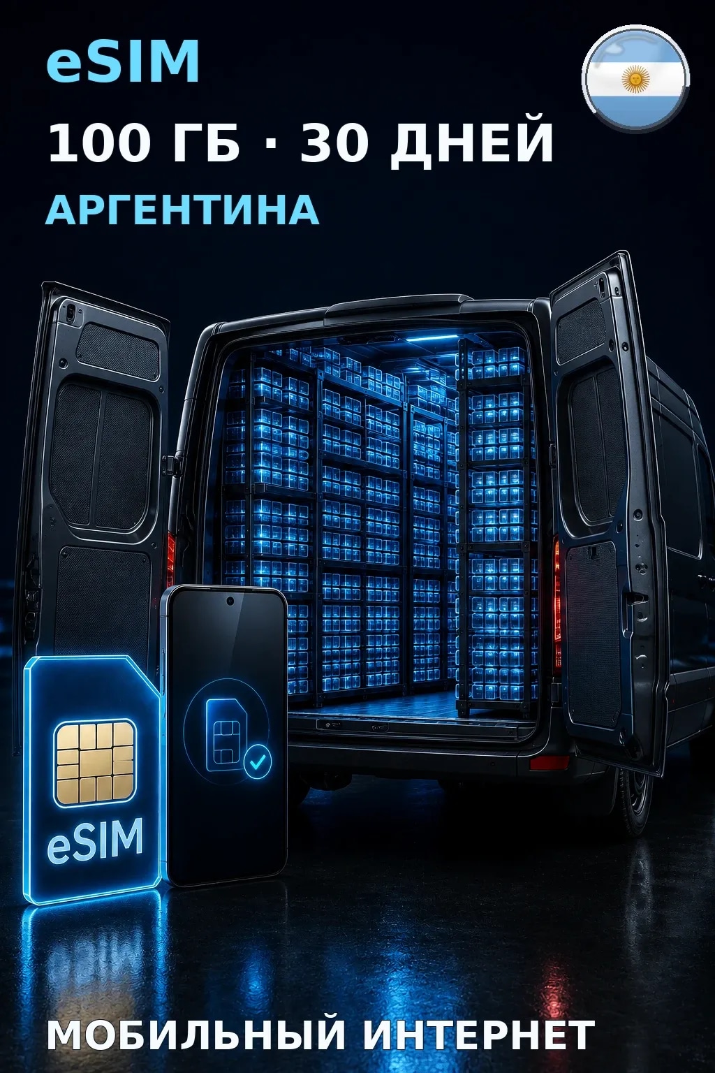 eSIM Аргентина — 100 ГБ, 30 дней — интернет