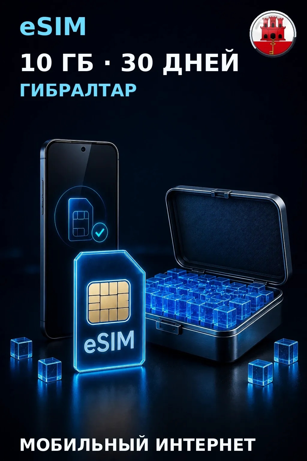 eSIM Гибралтар — 10 ГБ, 30 дней — интернет