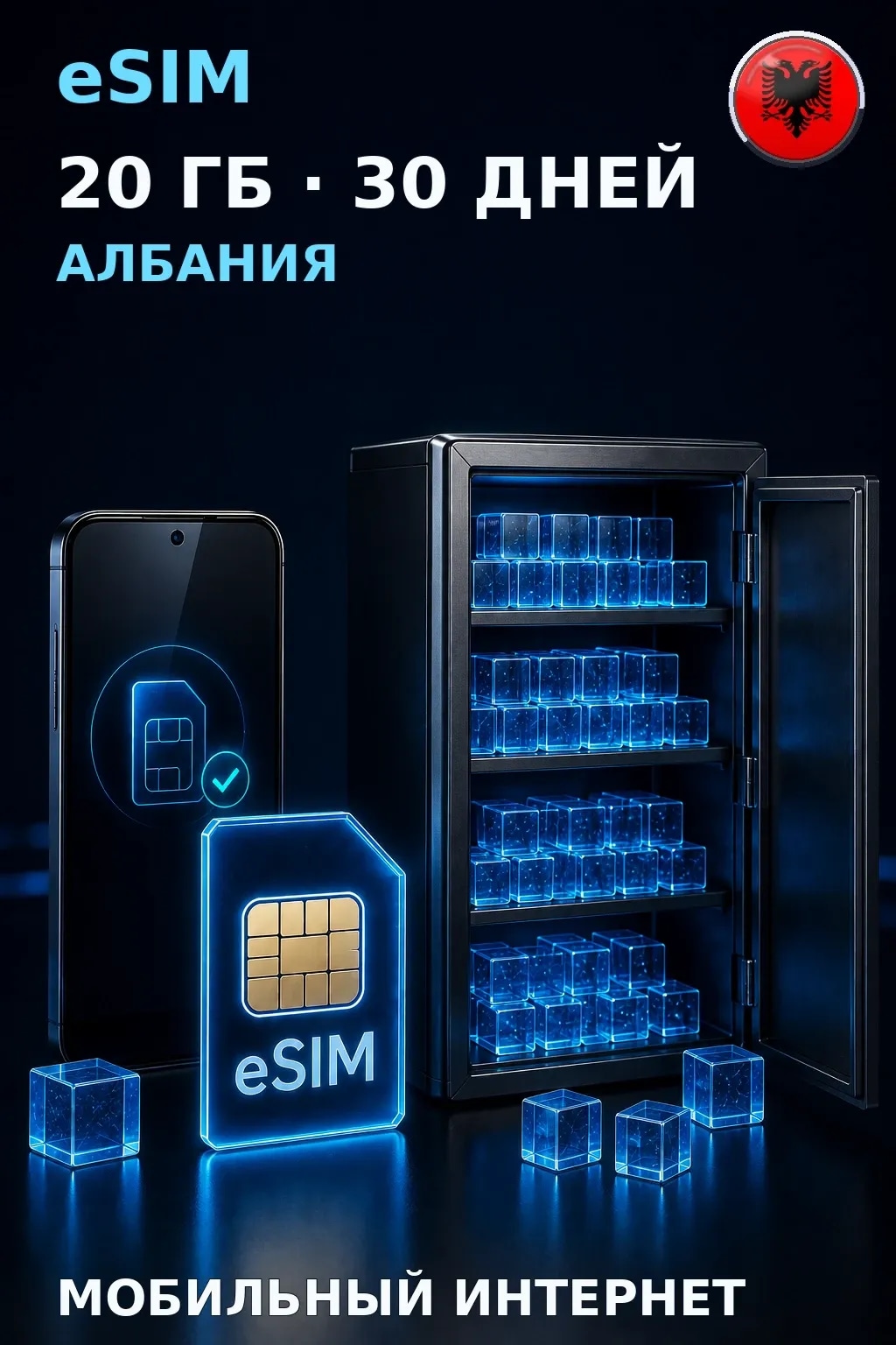 eSIM Албания — 20 ГБ, 30 дней — интернет
