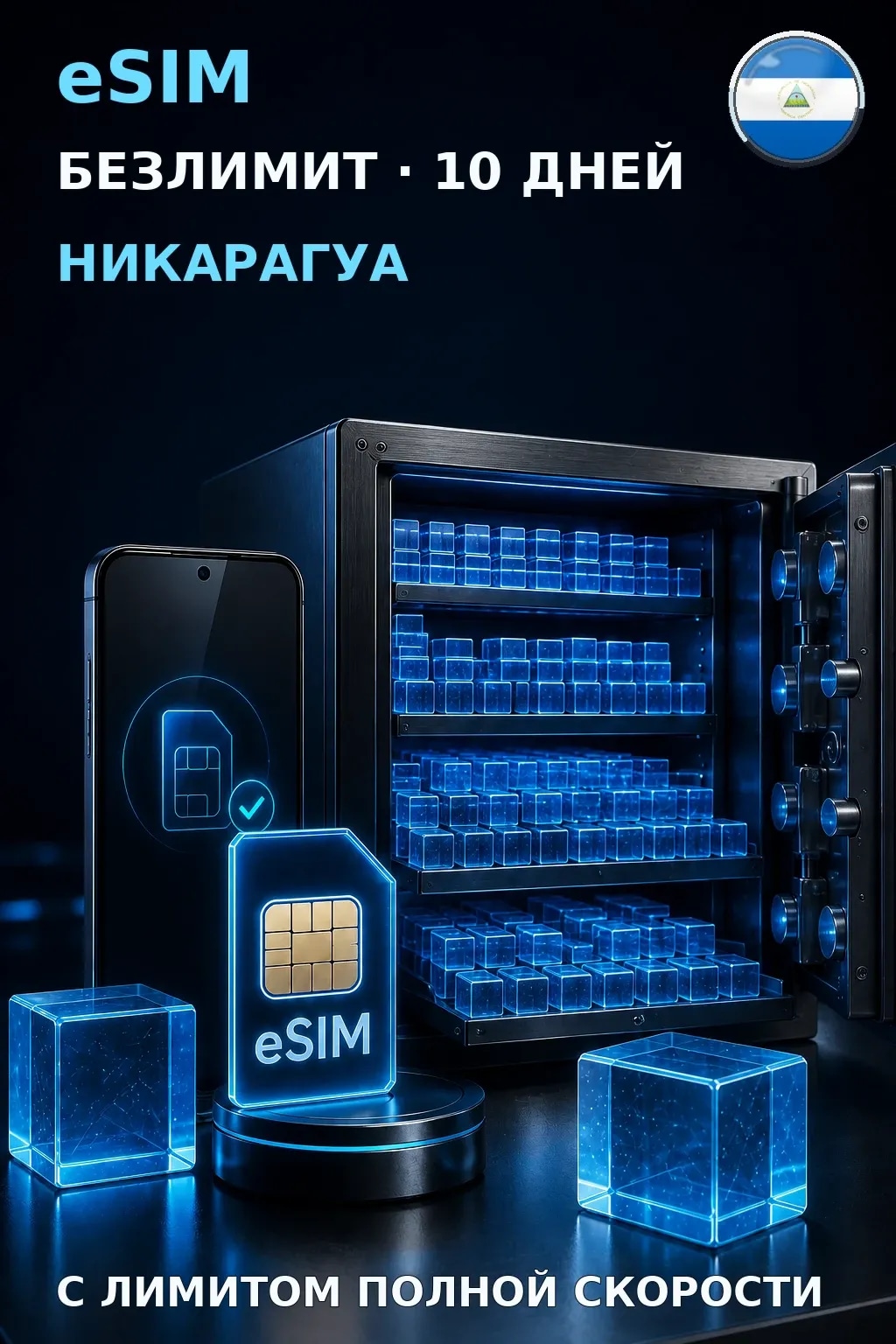 eSIM Никарагуа — БЕЗЛИМИТ, 10 дней — интернет