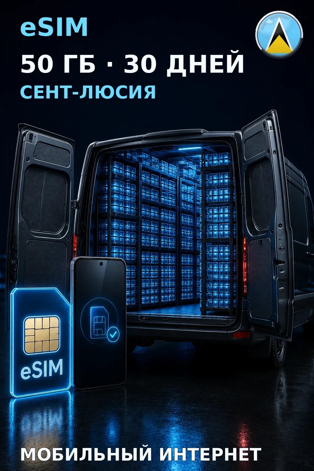 eSIM Сент-Люсия — 50 ГБ, 30 дней — интернет