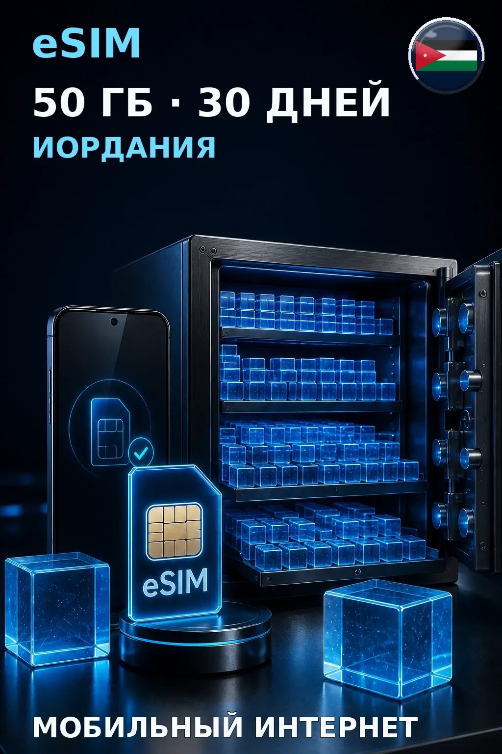 eSIM Иордания — 50 ГБ, 30 дней — интернет