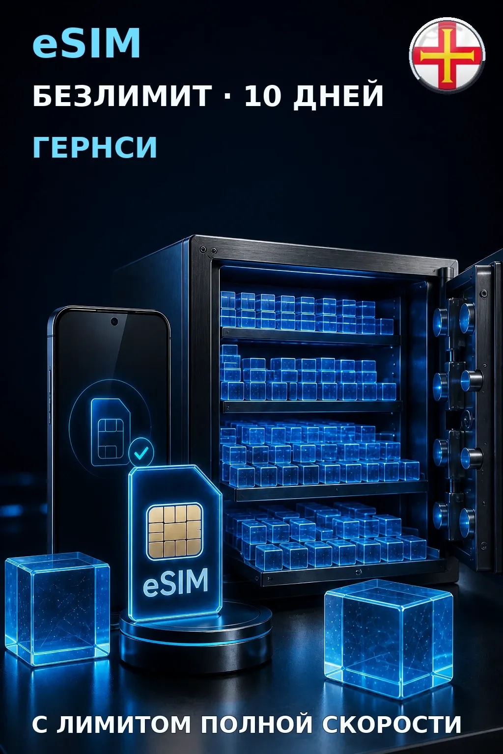 eSIM Гернси — БЕЗЛИМИТ, 10 дней — интернет