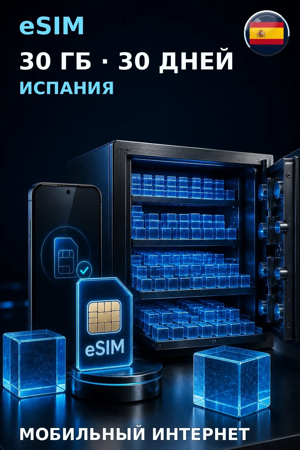 eSIM Испания — 30 ГБ, 30 дней — интернет