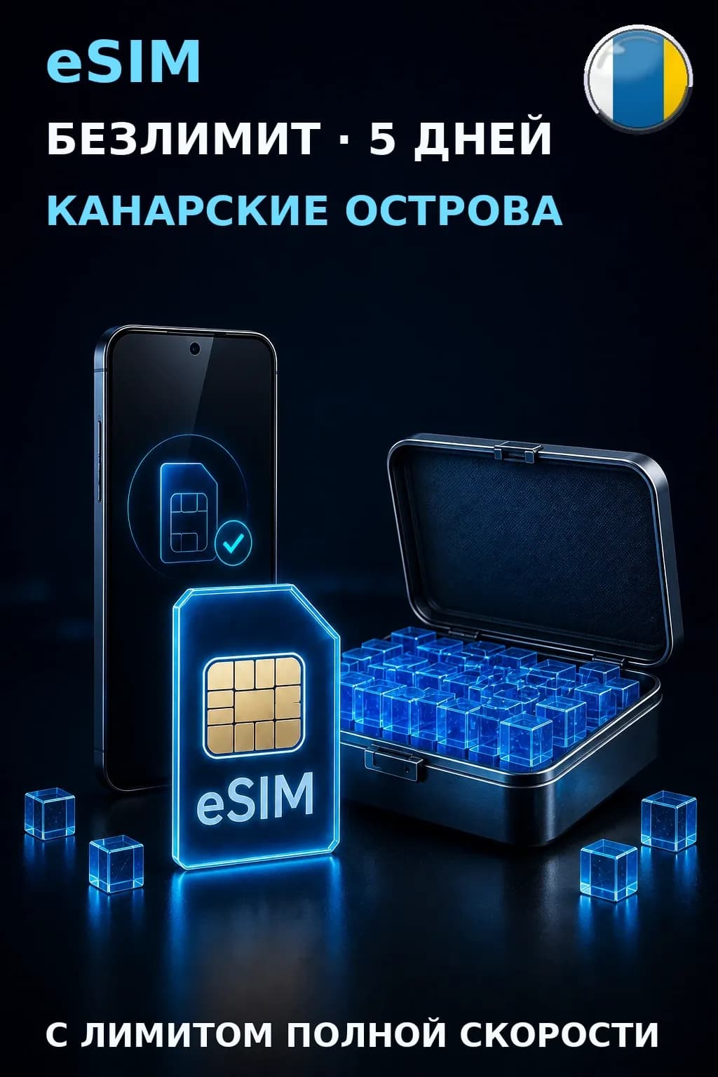 eSIM Канарские Острова — БЕЗЛИМИТ, 5 дней — интернет