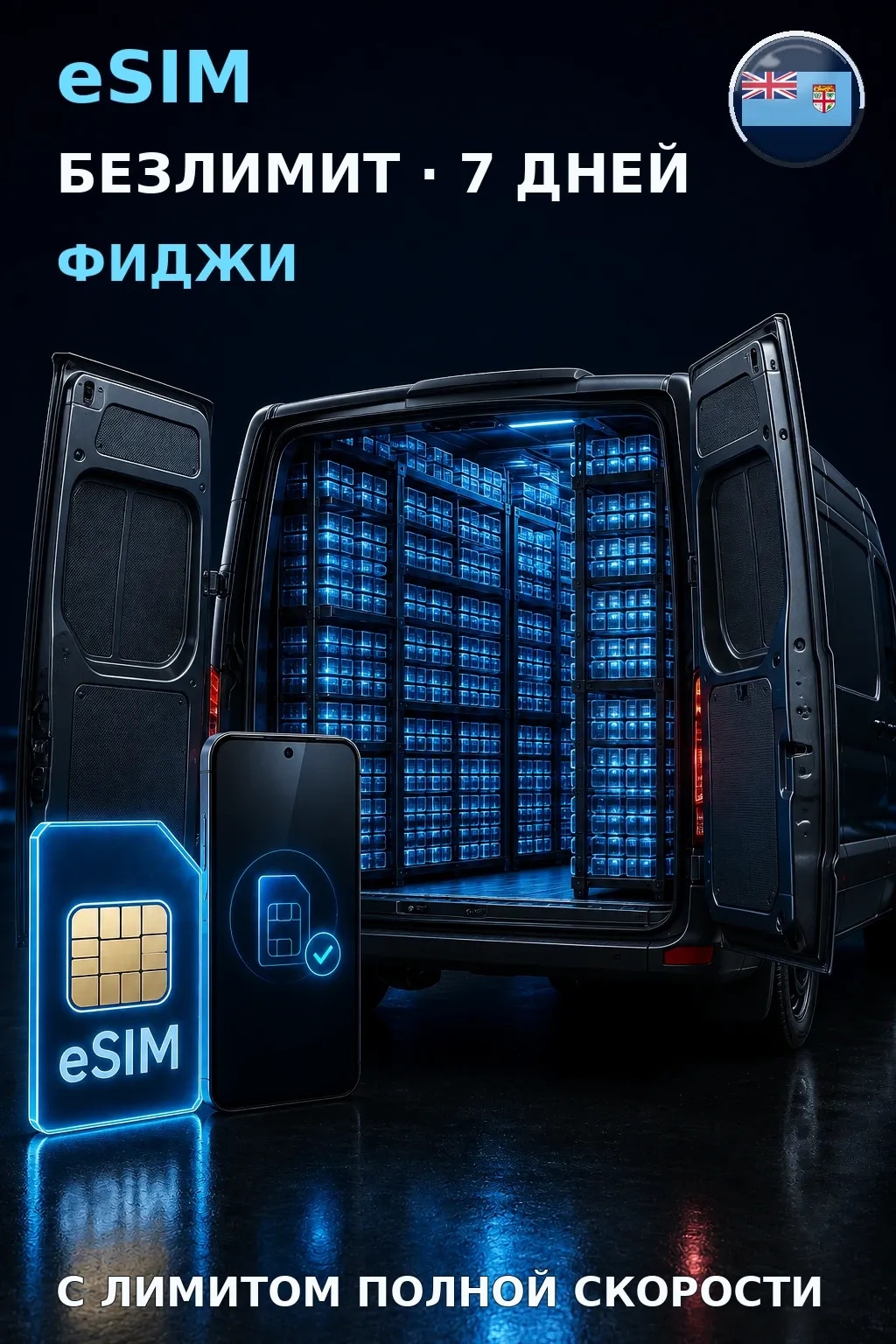 eSIM Фиджи — БЕЗЛИМИТ, 7 дней — интернет