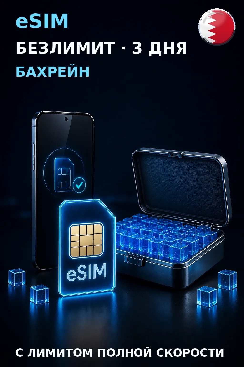 eSIM Бахрейн — БЕЗЛИМИТ, 3 дня — интернет